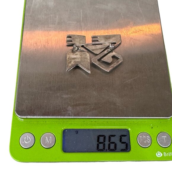 Grafiella Laffi Signed Peruvian Sterling Silver Abstract Cat Brooch Lapis Lazuli - Picture 6 of 6